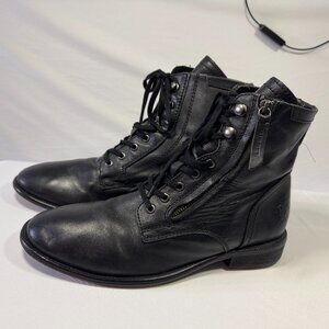 Diesel Black Leather The Pit Mens Zipper Lace Up Ankle Boots Size 44 1/2 US 11